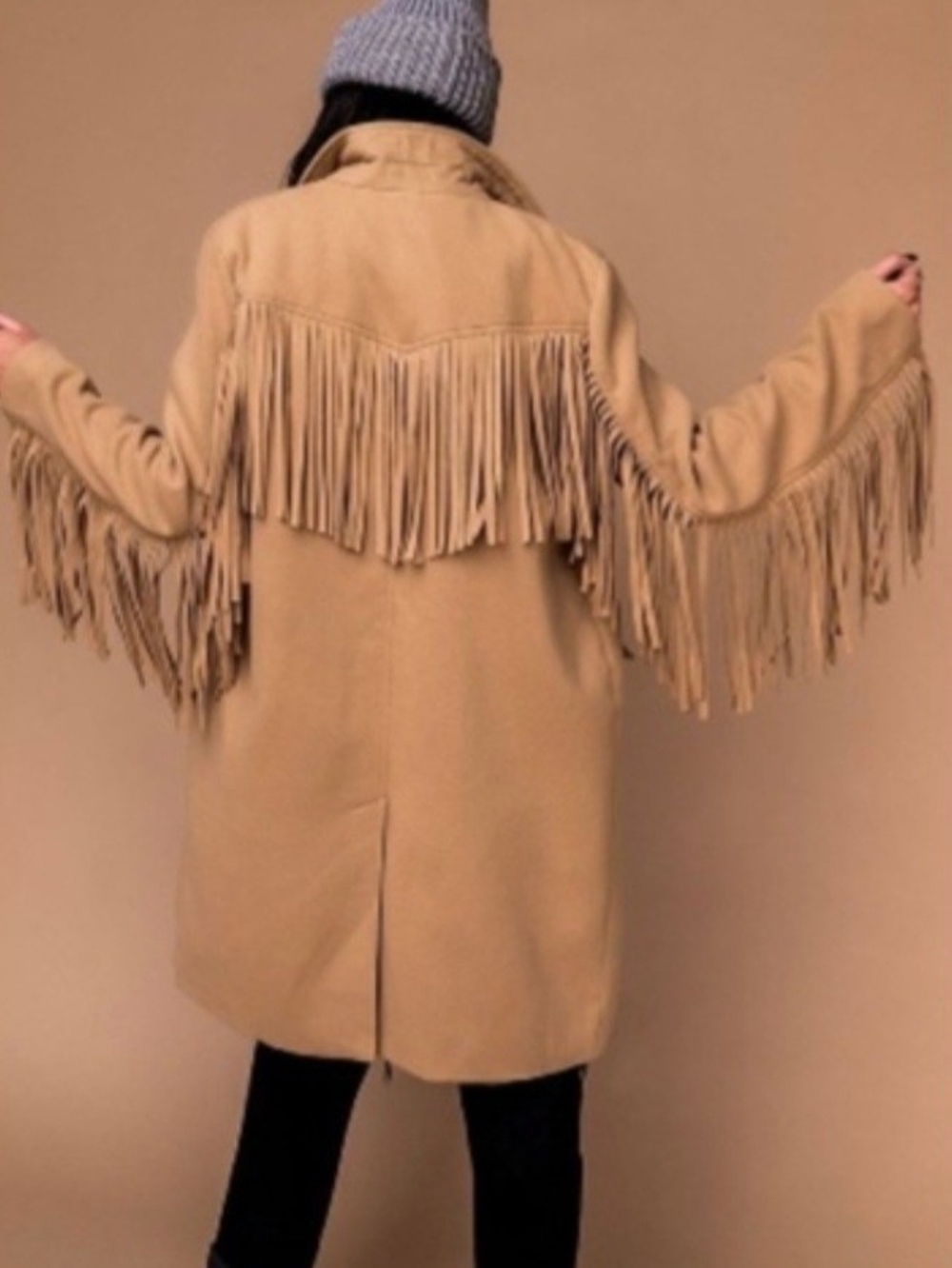 Fringe-Trim Camel Coat - Women Jackets & Coat - Fall And Winter Wear